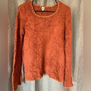 Cubic Mohair Sweater Burnt Orange Women’s Large Yellow Stitch Edge